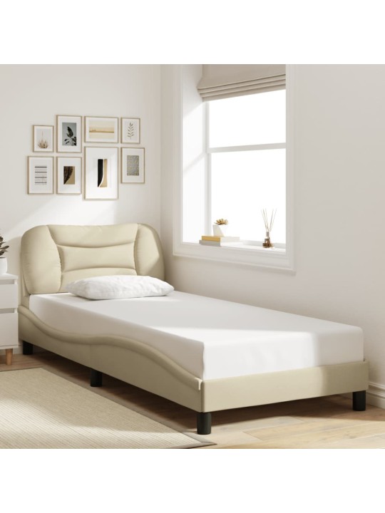 Rám postele s led bez matrace cream 80x200 cm látka
