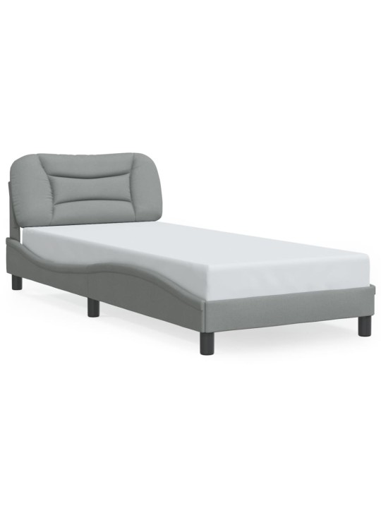 Rám postele s LED bez matrace Světle šedá 90x190 cm Látka