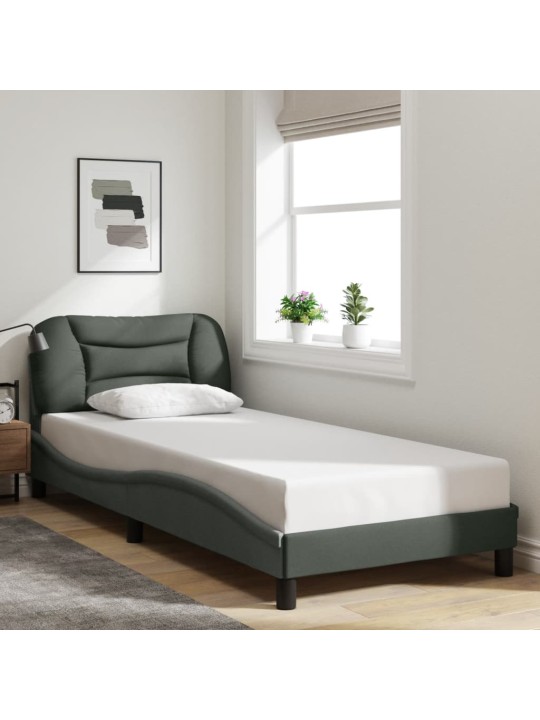 Rám postele s LED bez matrace Tmavě šedá 90x190 cm Látka