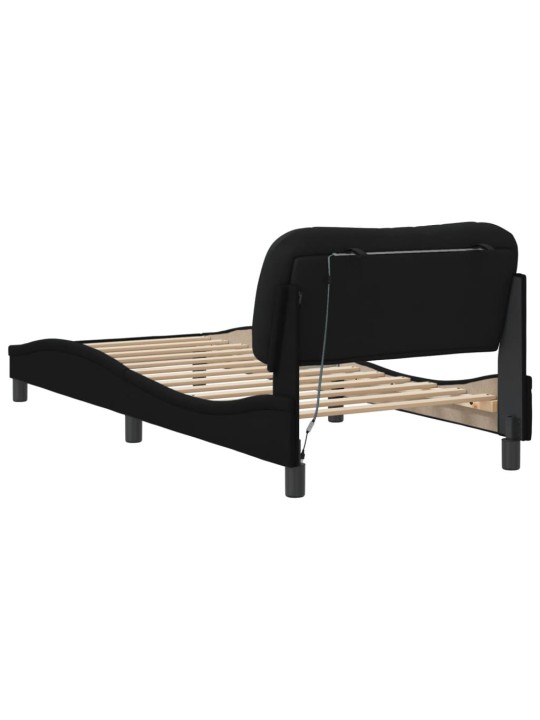 Rám postele s LED bez matrace černý 90x190 cm Látka