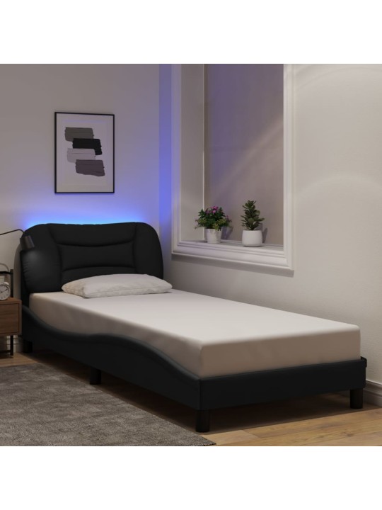 Rám postele s LED bez matrace černý 90x190 cm Látka