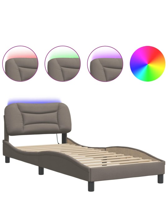 Rám postele s led bez matrace taupe 90x190 cm látka