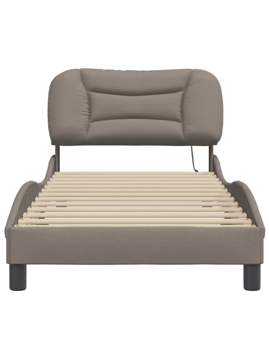 Rám postele s led bez matrace taupe 90x190 cm látka