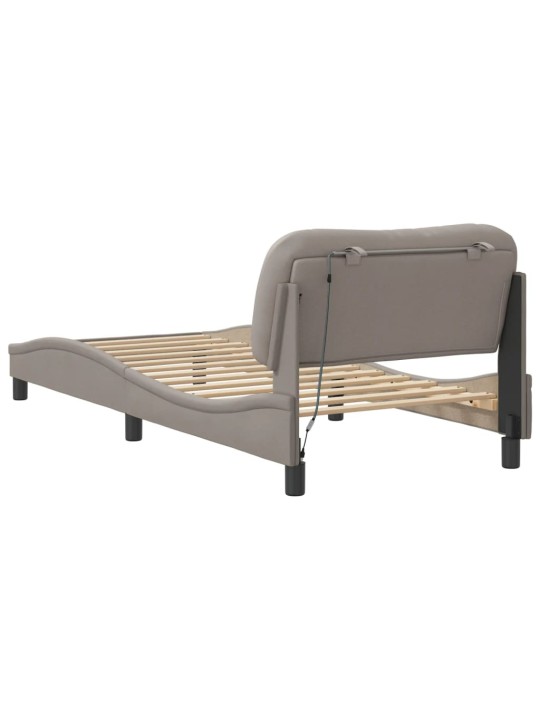 Rám postele s led bez matrace taupe 90x190 cm látka