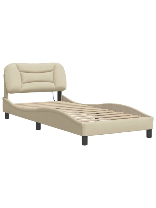 Rám postele s led osvětlením krémový 90 x 190 cm textil