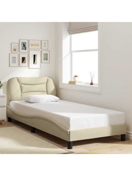 Rám postele s led osvětlením krémový 90 x 190 cm textil