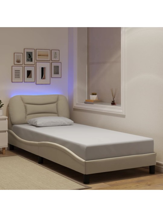 Rám postele s led osvětlením krémový 90 x 190 cm textil