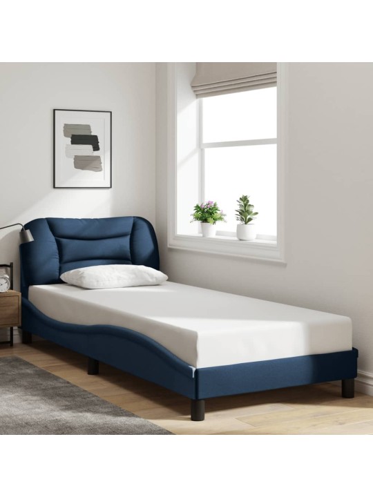 Rám postele s led osvětlením modrý 90 x 190 cm textil