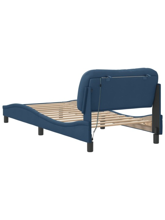 Rám postele s led osvětlením modrý 90 x 190 cm textil