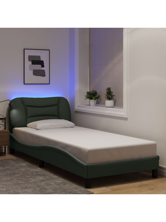 Rám postele s LED bez matrace Tmavě šedá 90x200 cm Látka