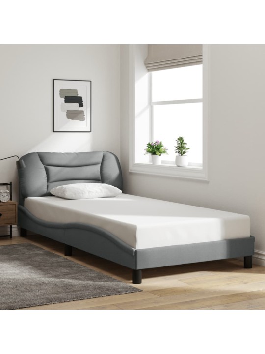 Rám postele s LED bez matrace Světle šedá 100x200 cm Látka