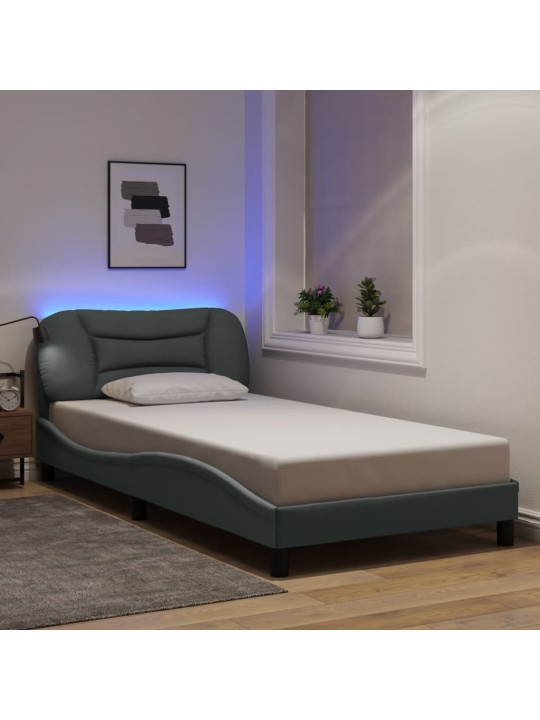 Rám postele s LED bez matrace Světle šedá 100x200 cm Látka
