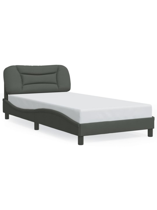 Rám postele s LED bez matrace Tmavě šedá 100x200 cm Látka