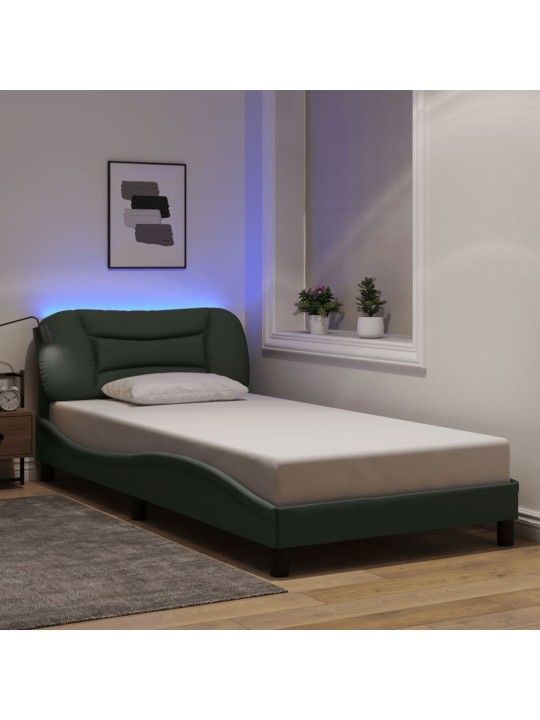 Rám postele s LED bez matrace Tmavě šedá 100x200 cm Látka