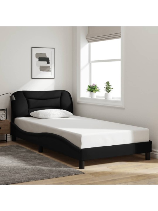 Rám postele s LED bez matrace černý 100x200 cm Látka