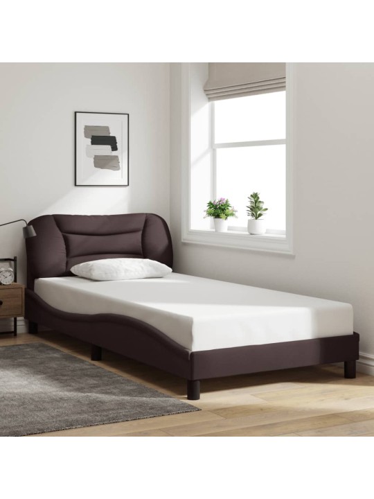 Rám postele s led bez matrace tmavě hnědá 100x200 cm látka
