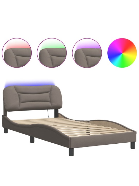 Rám postele s led bez matrace taupe 100x200 cm látka