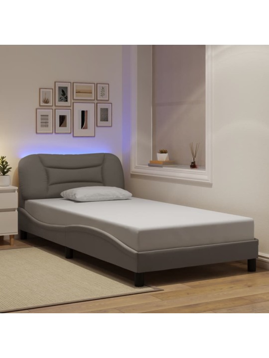 Rám postele s led bez matrace taupe 100x200 cm látka