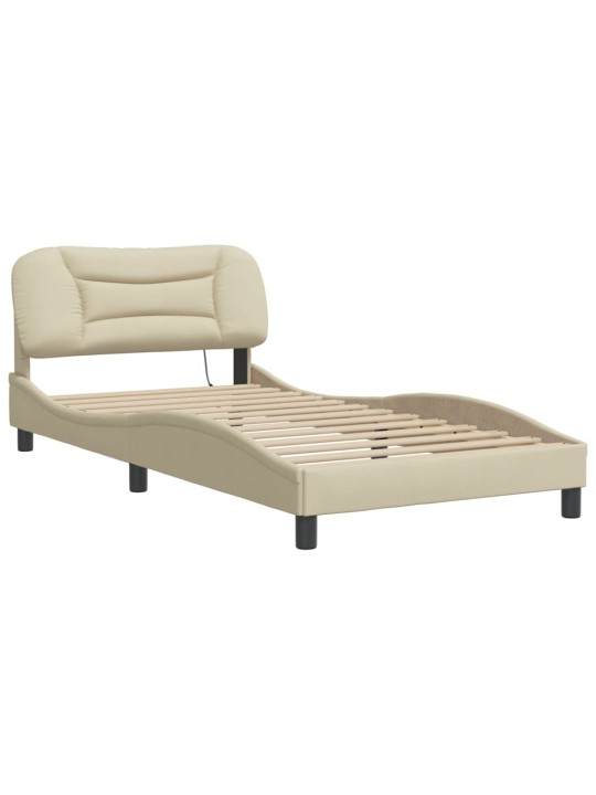 Rám postele s led bez matrace cream 100x200 cm látka
