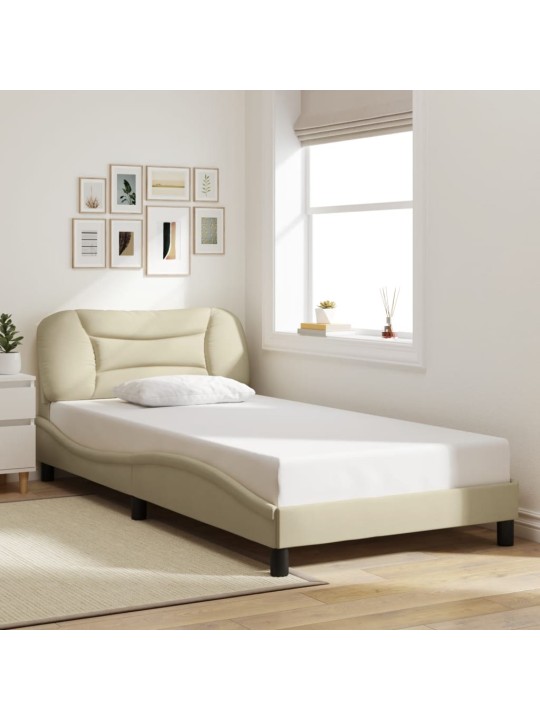Rám postele s led bez matrace cream 100x200 cm látka