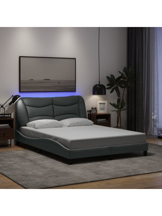 Rám postele s LED bez matrace Světle šedá 120x200 cm Látka