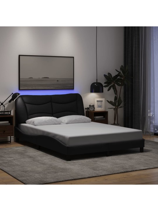 Rám postele s LED bez matrace černý 120x200 cm Látka