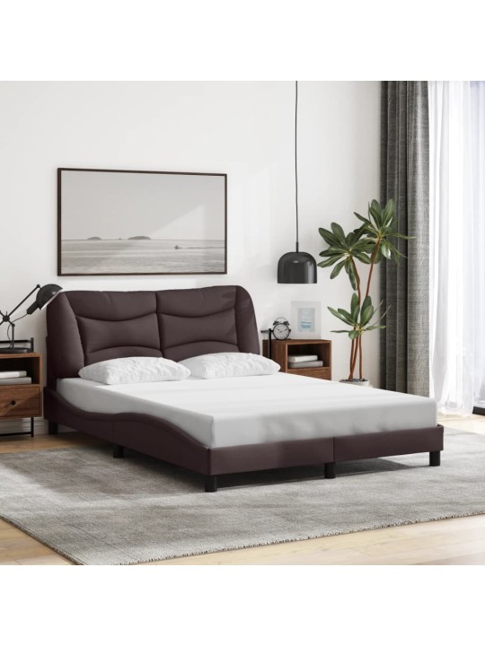 Rám postele s led bez matrace tmavě hnědá 120x200 cm látka