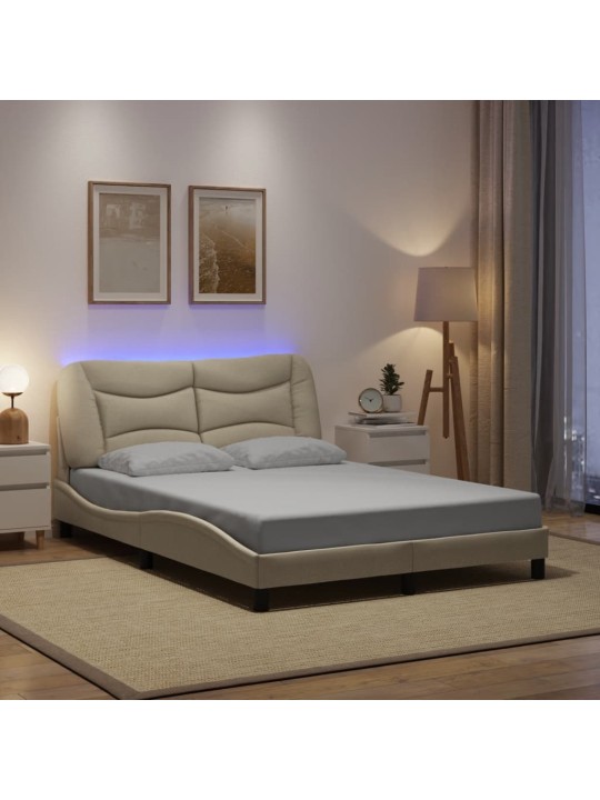 Rám postele s led bez matrace cream 120x200 cm látka