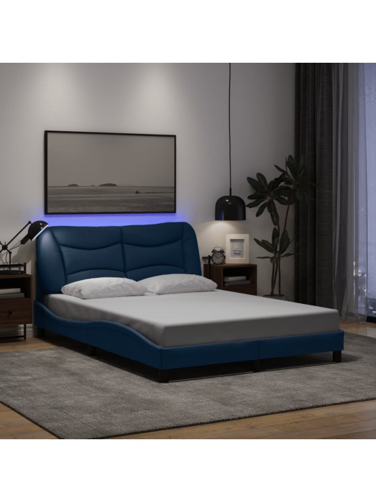 Rám postele s led bez matrace modrá 120x200 cm látka