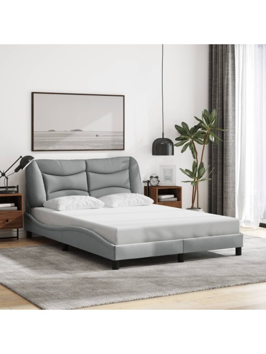 Rám postele s LED bez matrace Světle šedá 140x190 cm Látka