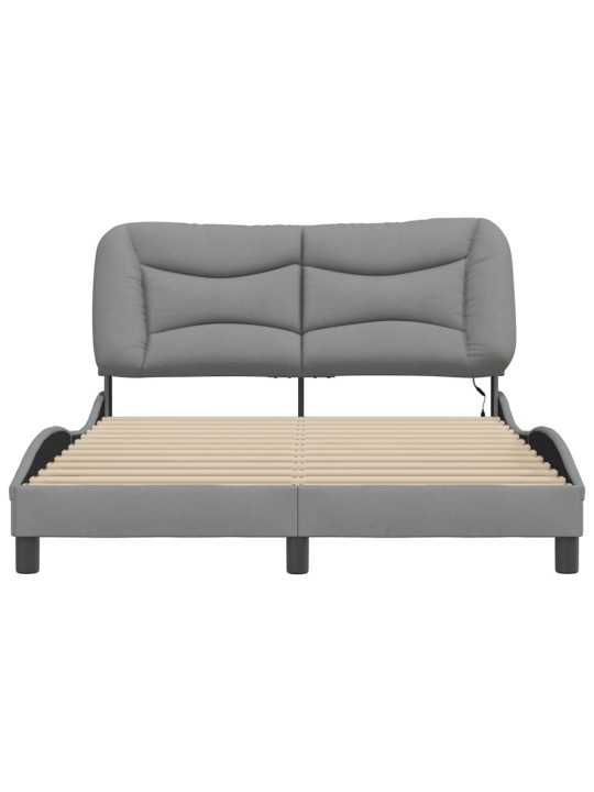 Rám postele s LED bez matrace Světle šedá 140x190 cm Látka