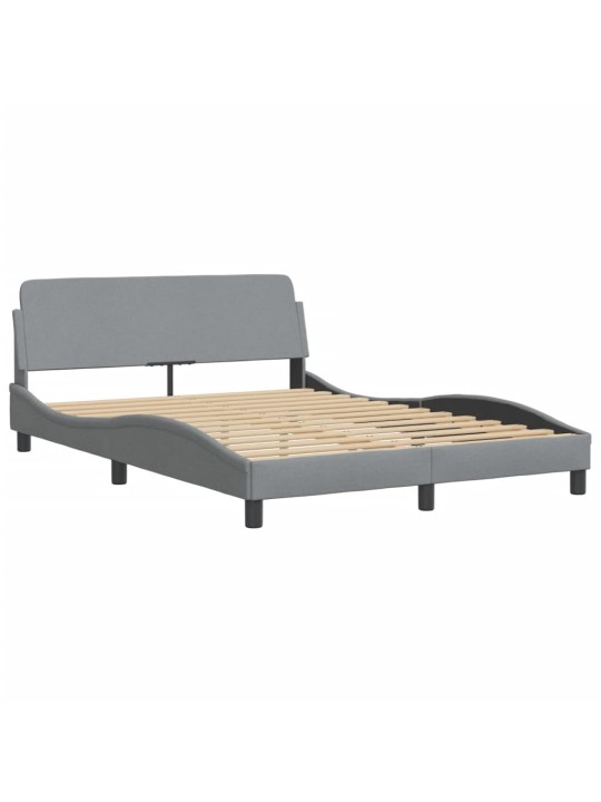Rám postele s LED bez matrace Světle šedá 140x190 cm Látka