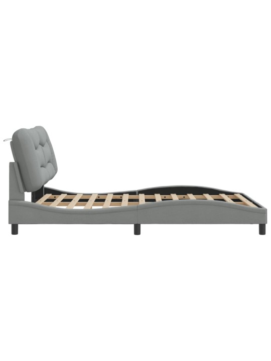 Rám postele s LED bez matrace Světle šedá 140x190 cm Látka