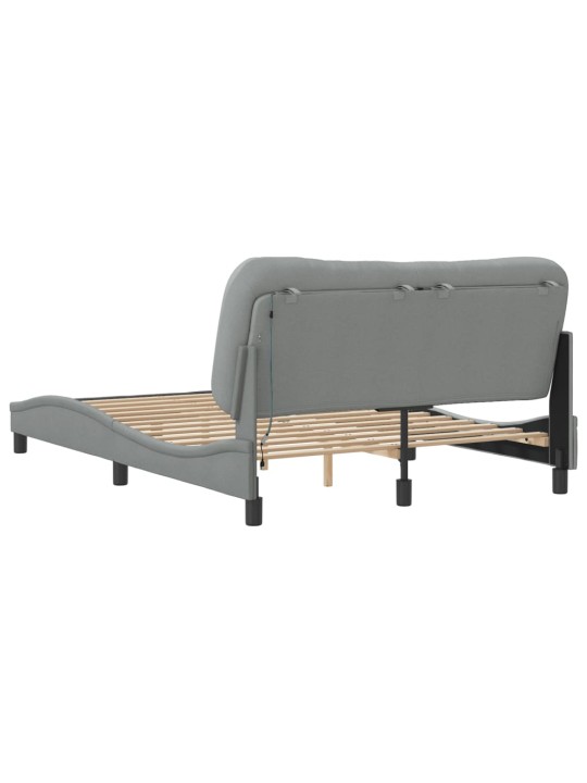 Rám postele s LED bez matrace Světle šedá 140x190 cm Látka