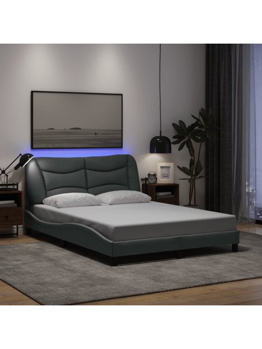 Rám postele s LED bez matrace Světle šedá 140x190 cm Látka