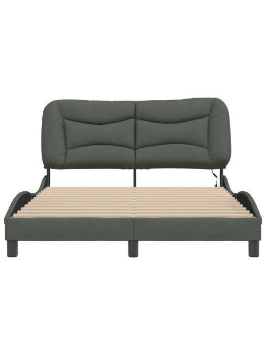 Rám postele s LED bez matrace Tmavě šedá 140x190 cm Látka