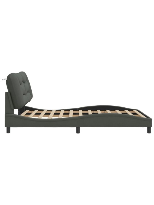 Rám postele s LED bez matrace Tmavě šedá 140x190 cm Látka