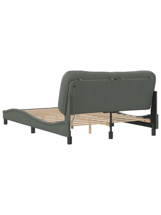 Rám postele s LED bez matrace Tmavě šedá 140x190 cm Látka