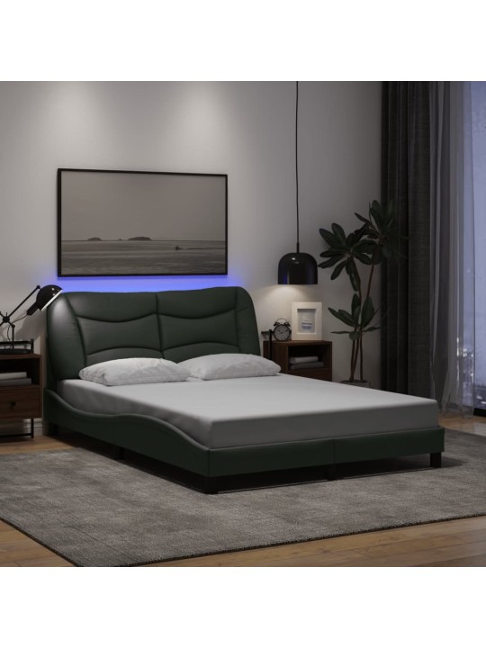 Rám postele s LED bez matrace Tmavě šedá 140x190 cm Látka