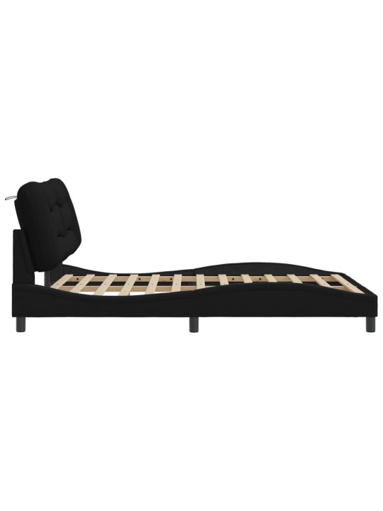 Rám postele s LED bez matrace černý 140x190 cm Látka