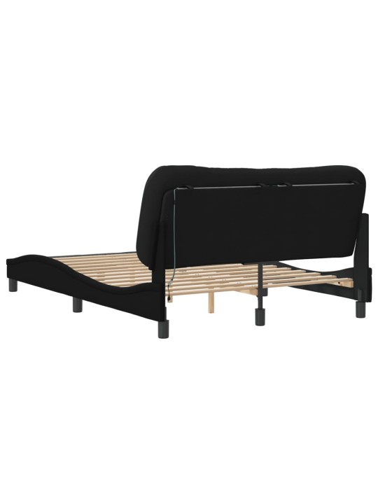 Rám postele s LED bez matrace černý 140x190 cm Látka