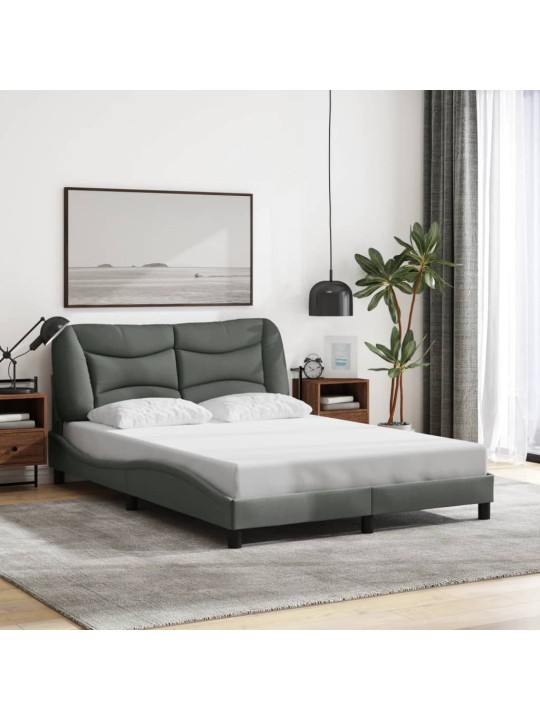 Rám postele s LED bez matrace Tmavě šedá 140x200 cm Látka