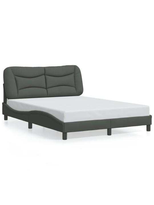 Rám postele s LED bez matrace Tmavě šedá 140x200 cm Látka