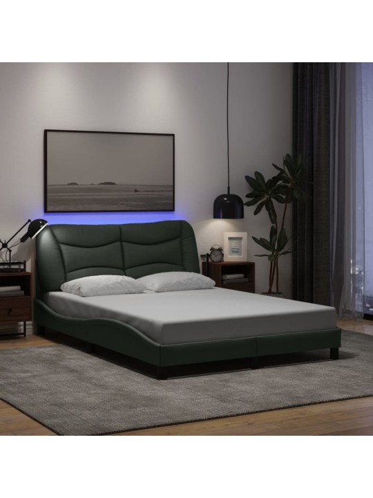 Rám postele s LED bez matrace Tmavě šedá 140x200 cm Látka
