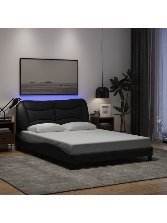 Rám postele s LED bez matrace černý 140x200 cm Látka
