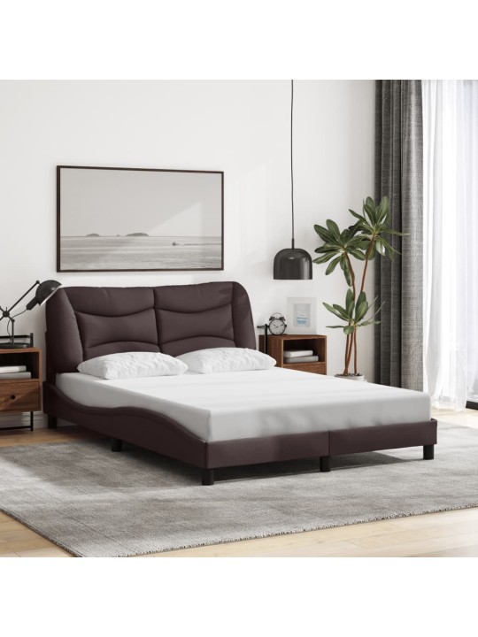 Rám postele s led bez matrace tmavě hnědá 140x200 cm látka