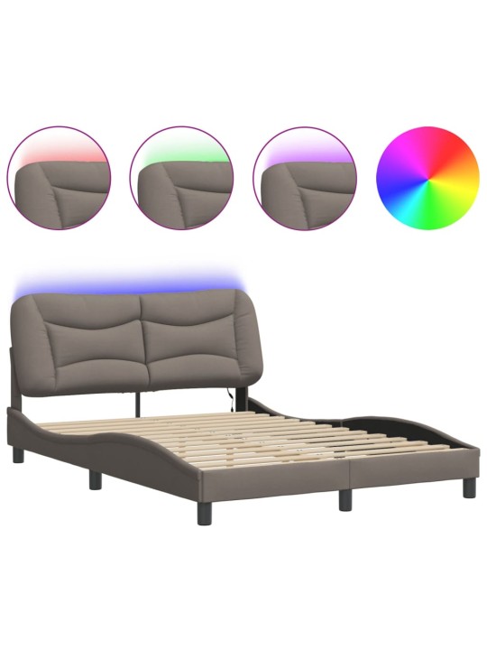 Rám postele s led bez matrace taupe 140x200 cm látka