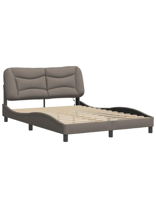Rám postele s led bez matrace taupe 140x200 cm látka