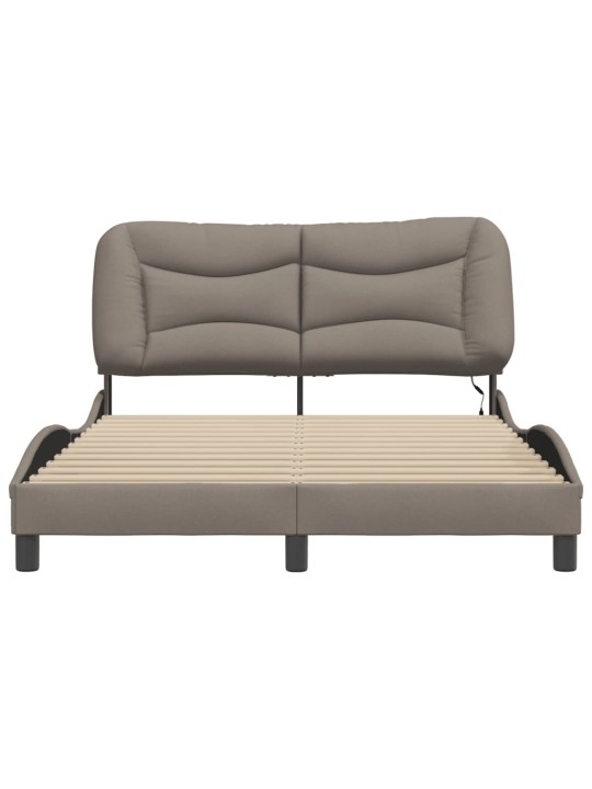 Rám postele s led bez matrace taupe 140x200 cm látka