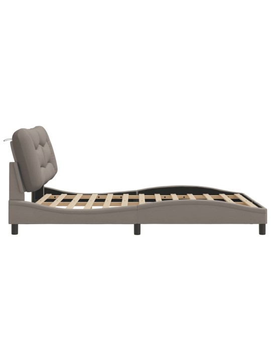 Rám postele s led bez matrace taupe 140x200 cm látka